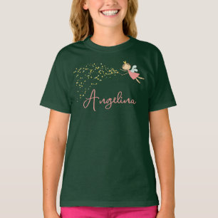 Sweet Pink Fairy Princess & Stars Whimsical Girl's T-Shirt