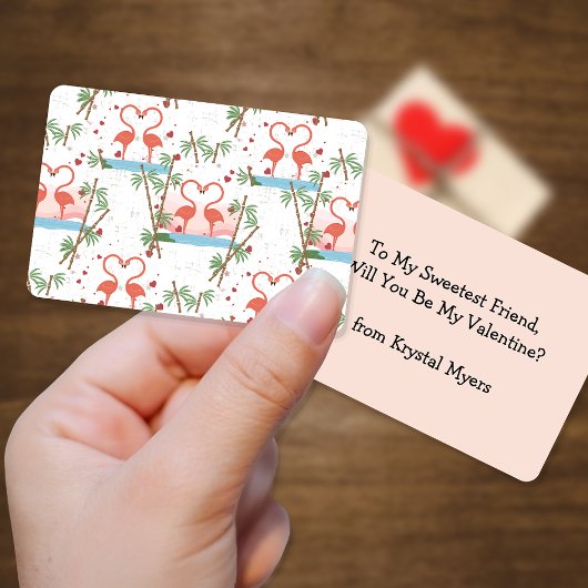 Sweet Pink Flamingos Valentine Childrens Karten