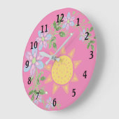 Sweet Pink Floral Baby Kinderzimmer Große Wanduhr (Winkel)