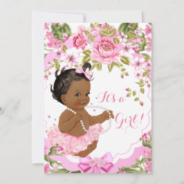 Sweet Pink Floral Baby Shower Girl Ethnic Tutu Einladung