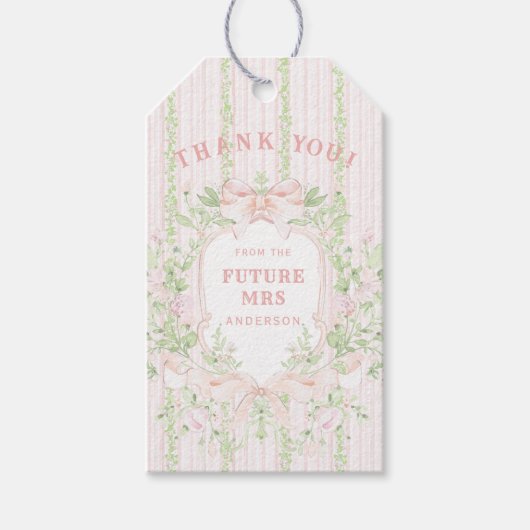 Sweet Pink Floral Bridal Shower Crest Geschenkanhänger (Vorderseite)