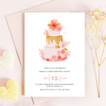 Sweet Pink Floral Cake Baby Girl Birthday