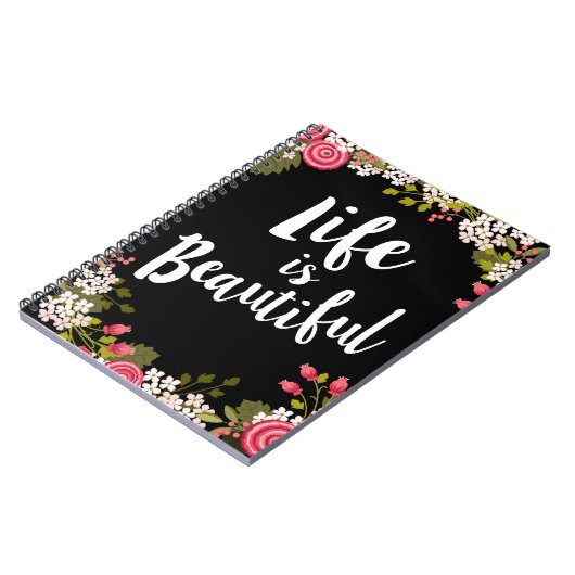 Sweet Pink Floral Life ist schön Journal Notizblock (Linke Seite)