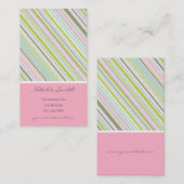 Sweet Pink Garden Streifen Fun Pattern Visitenkart Visitenkarte (Vorne/Hinten)