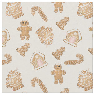 Sweet Pink Gingerbrot Weihnachten nahtloses Muster Stoff