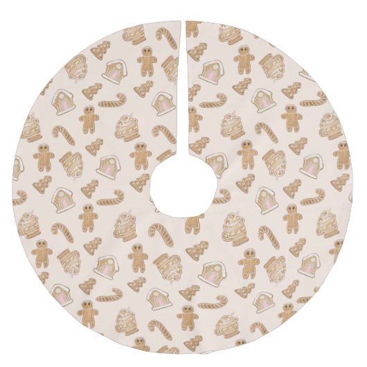 Sweet Pink Gingerbrot Weihnachtsmuster Polyester Weihnachtsbaumdecke (Vorderseite)