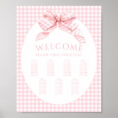 Sweet Pink Gingham Bow Baby Shower Seekarte Poster (Vorne)