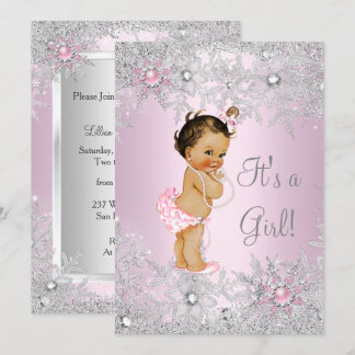 Sweet Pink Girl Girl Kinderdusche Schneeflocke Win Einladung