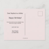Sweet Pink Girly Kitten Twin Birthday Postcard Postkarte (Rückseite)