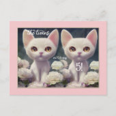 Sweet Pink Girly Kitten Twin Birthday Postcard Postkarte (Vorderseite)