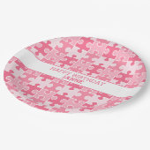 Sweet Pink Girly Puzzles Stücke Pappteller (Schrägansicht)