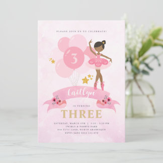 Sweet Pink & Gold Ballerina Zum Geburtstag Einladu Einladung