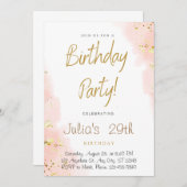 Sweet Pink Gold Geburtstagsparty Einladung (Vorne/Hinten)