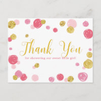 Sweet Pink Gold Polka Dots Baby Dusche Vielen Dank