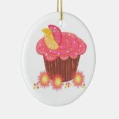 Sweet Pink Grapefruit Cupcake Keramik Ornament (Rechts)