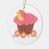 Sweet Pink Grapefruit Cupcake Keramik Ornament (Links)