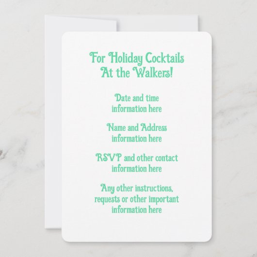 Sweet Pink Green Christmas Tree Personalisiert Einladung (Rückseite)