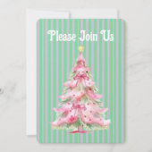 Sweet Pink Green Christmas Tree Personalisiert Einladung (Vorderseite)