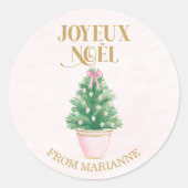 Sweet Pink & Green Italian Christmas Tree Runder Aufkleber (Vorderseite)