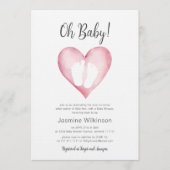 Sweet Pink Heart Baby Shower Announcement Einladung (Vorderseite)