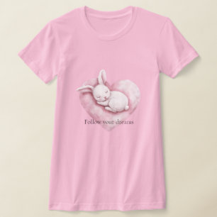Sweet Pink Heart Bunny Heart Kissen T-Shirt