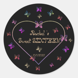sweet Pink Heart Butterflies Sweet 16 Birthday  Runder Aufkleber