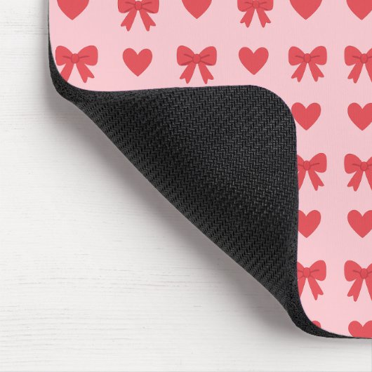 Sweet Pink Hearts & Bows Pattern Mousepad (Ecke)