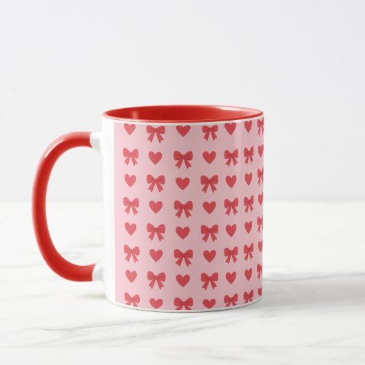 Sweet Pink Hearts & Bows Pattern Tasse (Links)