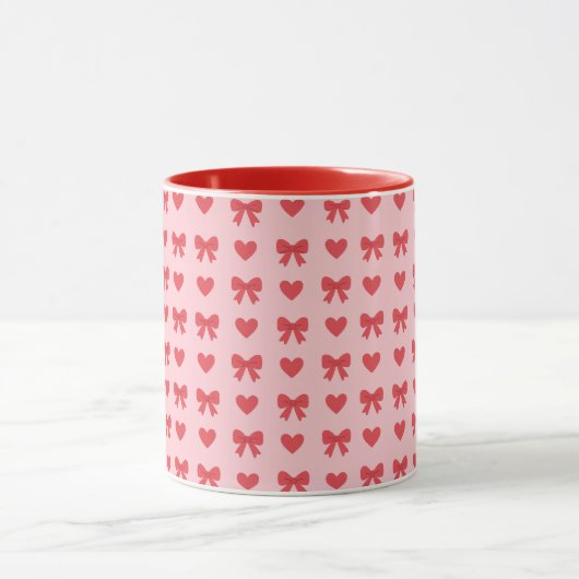 Sweet Pink Hearts & Bows Pattern Tasse (Zentrum)