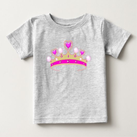 Sweet Pink Hearts Gold Crown Princess Coronet Baby T-shirt (Vorderseite)