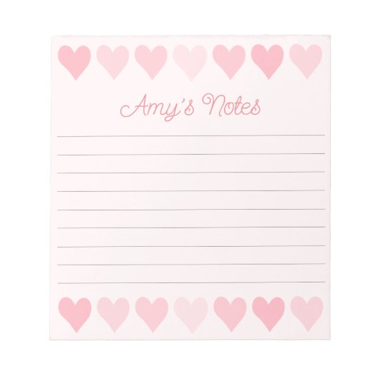 Sweet Pink Hearts Notepad Notizblock (Vorderseite)