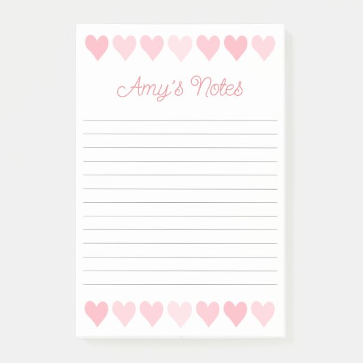 Sweet Pink Hearts Postit Notes Post-it Klebezettel (Vorderseite)