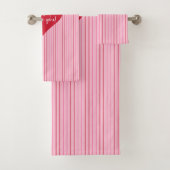 Sweet Pink Hearts Valentine Bath Towel Girlfriend Badhandtuch Set (Insitu)