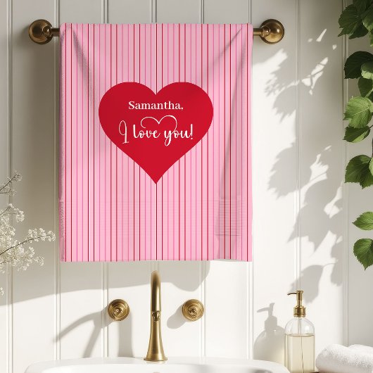 Sweet Pink Hearts Valentine Bath Towel Girlfriend Badhandtuch Set