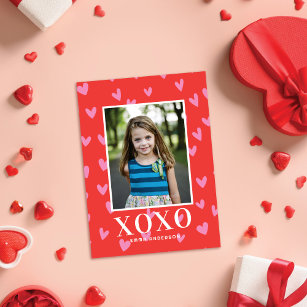 Sweet Pink Hearts Valentine Klassenzimmer Fotokart Mitteilungskarte