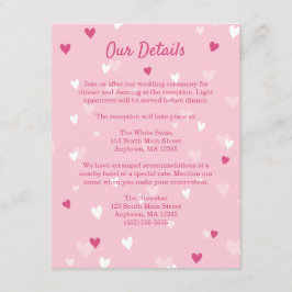 Sweet Pink Hearts Valentine Wedding Begleitkarte