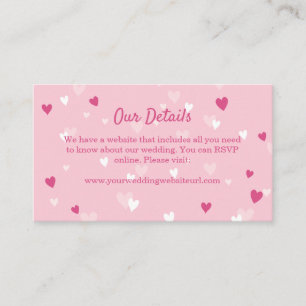 Sweet Pink Hearts Valentine Wedding Begleitkarte