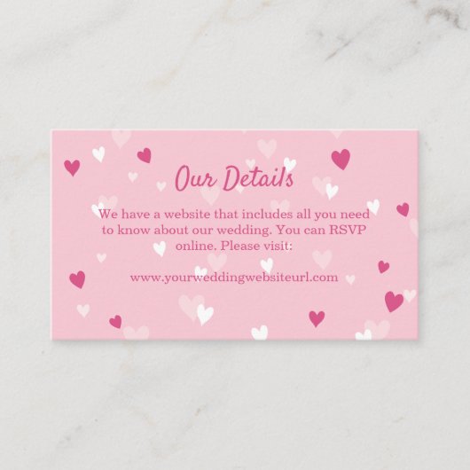 Sweet Pink Hearts Valentine Wedding Begleitkarte (Vorderseite)