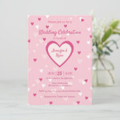 Sweet Pink Hearts Valentine Wedding Einladung (Stehend Vorderseite)