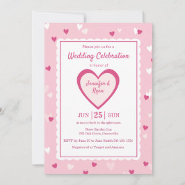 Sweet Pink Hearts Valentine Wedding Einladung