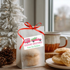 Sweet Pink Holiday Truck RV Camper Weihnachtsgesch Rechteckiger Aufkleber