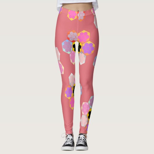 Sweet Pink Honey Color Pattern Leggings (Vorderseite)