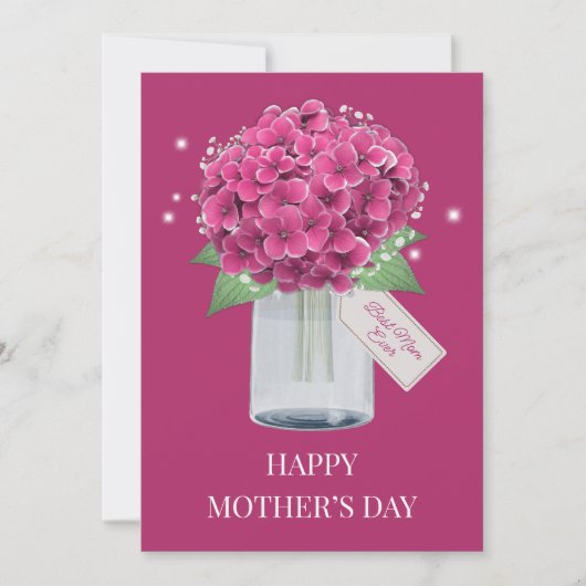 Sweet Pink Hydrangea Floral Happy Mother Day Karte (Vorderseite)