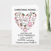 Sweet Pink Icons Heart Christmas Means Family Card Karte (Vorderseite)