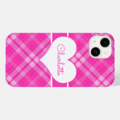 Sweet Pink Kariert n Heart Monogram Case-Mate iPhone Hülle (Rückseite (Horizontal))
