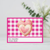Sweet Pink Kariertes Foto Klassenzimmer Valentinst Karte (Stehend Vorderseite)