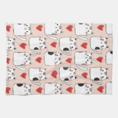 Sweet Pink Kawaii Cats & Hearts Pattern (5) Geschirrtuch (Horizontal)