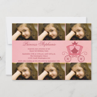 Sweet Pink Kutsche 6 Foto Geburtstagsparty laden Einladung