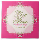 Sweet Pink Lace Wedding Keepake Keramik Tile Fliese (Vorderseite)