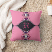 Sweet Pink Lacy Design Monogram Kissen (Decke)